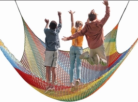 Double Layers Safety Net for Kids Playground Play, Outdoor Climbing Game Protection Net, Cargo Net, Heavy Duty Fence Netting for Balcony Stairway, for Tree (Size:6.5x6.5FT(2x2M),Color:Multicolor)