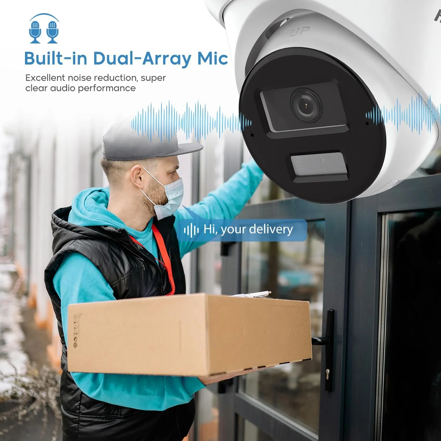 DS-2CD2383G2-LI2U 2.8mm 4K 8MP ACU-Sense Turret IP Camera with Smart Hybrid Light, Dual Mic, VCA, Human/Vehicle Detection, Smart Color Night Vision, Upgrade DS-2CD2383G2-IU, Compatible for Hikvision