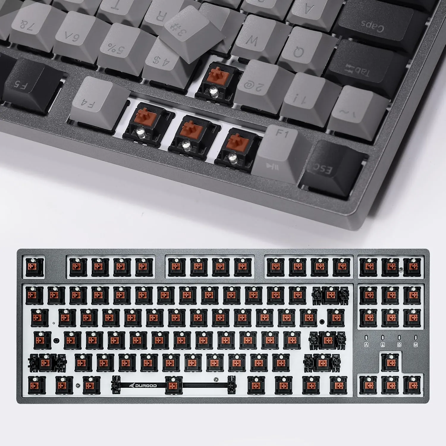 DURGOD K320 Corona White Backlit TKL Mechanical Keyboard | 87 Keys Tenkeyless | USB C Wired | Doubleshot PBT Keycaps | Programmable Keys | NKRO Rollover | Windows & Mac (Corona, Cherry Brown)