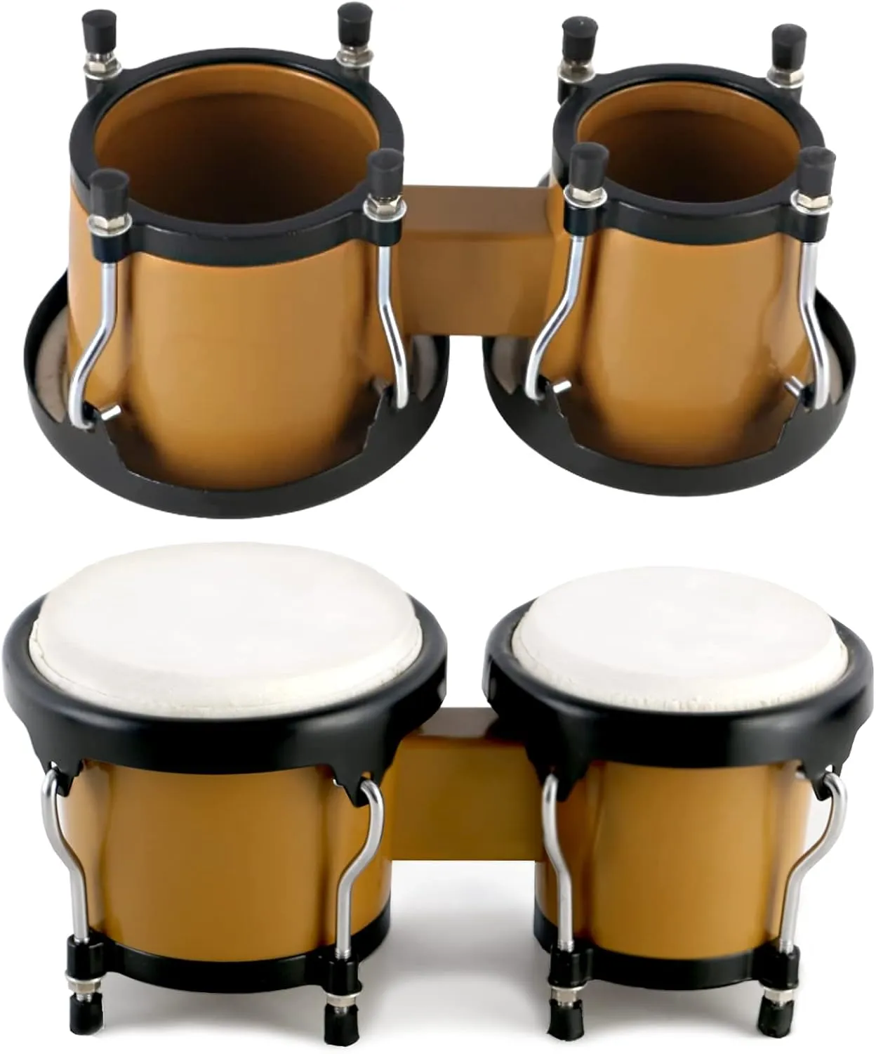 EastRock Bongo Drum 4” and 5” Set for Kids Adults Beginners,Percussion Bongos Drum With Tuning Wrench (Brown)