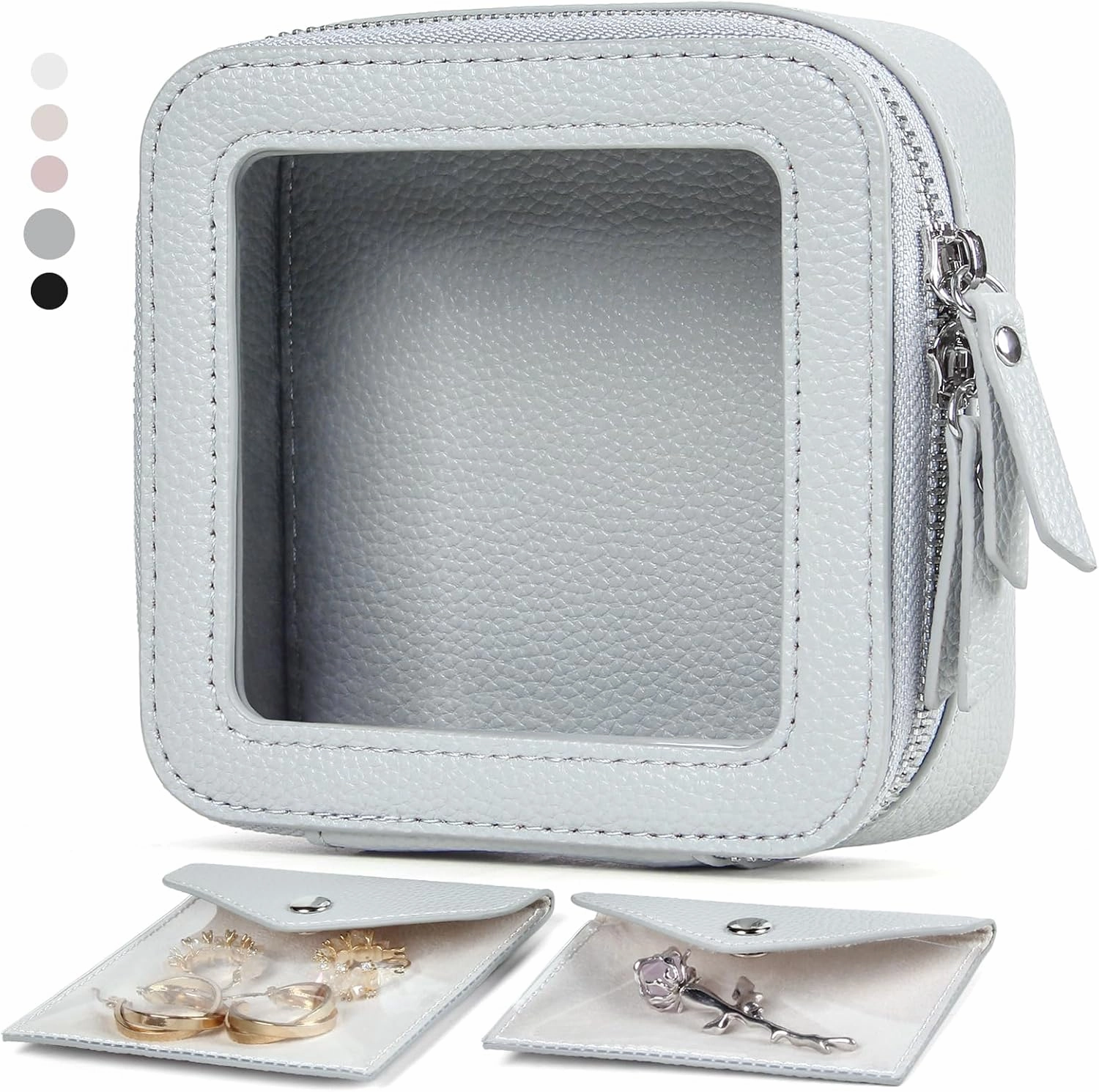 EcoVision Clear Makeup Bag, Travel Cosmetic Accessory Bag, Toiletry Organizer Bags for Women, Portable Waterproof Zipper Cosmetic Bag with Transparent Window