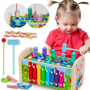Educational Wooden Montessori Toys for 1 Year Old Age 2 3 Toddler Sensory Toy Developmental Learning Hammering Pounding Toys Xylophone Fine Motor Skill Toy 1-3 Preschool Activity Age 1-2 0-2 Gift