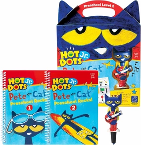 Educational Insights Hot Dots Jr. Pete The Cat - Preschool Rocks Set with Interactive Pen Included, 200  Multi-Subject Lessons, Homeschool & Preschool Readiness Learning Workbooks, Ages 3 