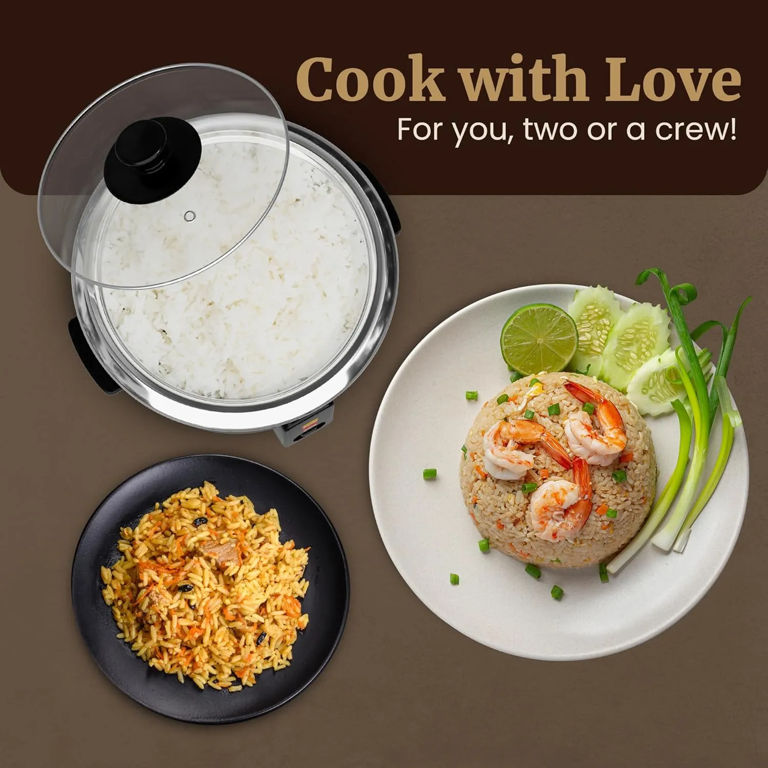 Elite Gourmet ERC006SS 6-Cup Electric Rice Cooker with 304 Surgical Grade Stainless Steel Inner Pot, Makes Soups, Stews, Porridges, Grains and Cereals, 6 cup (3 cups uncooked), Black