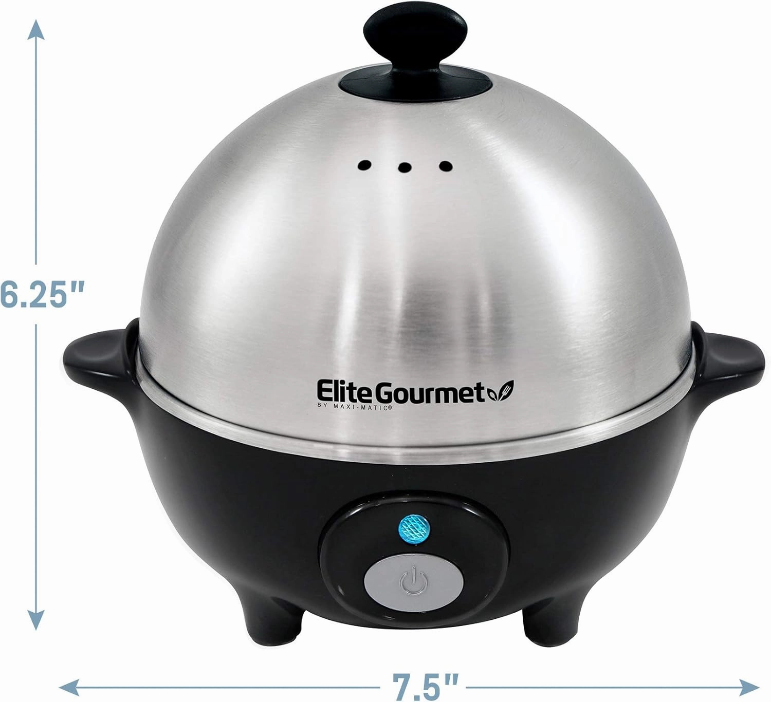 Elite Gourmet EGC-508 Rapid Egg Cooker, 7 Easy-To-Peel, Hard, Medium, Soft Boiled Eggs, Poacher, Omelet Maker, Auto Shut-Off, Alarm, 16-Recipe Booklet, Stainless Steel