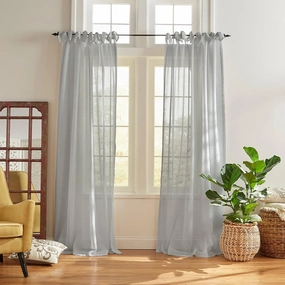 Elrene Home Fashions Vienna Sheer Tie-Top Window-Curtain Panel, 52 in x 95 in (1 Panel), Dusty Blue
