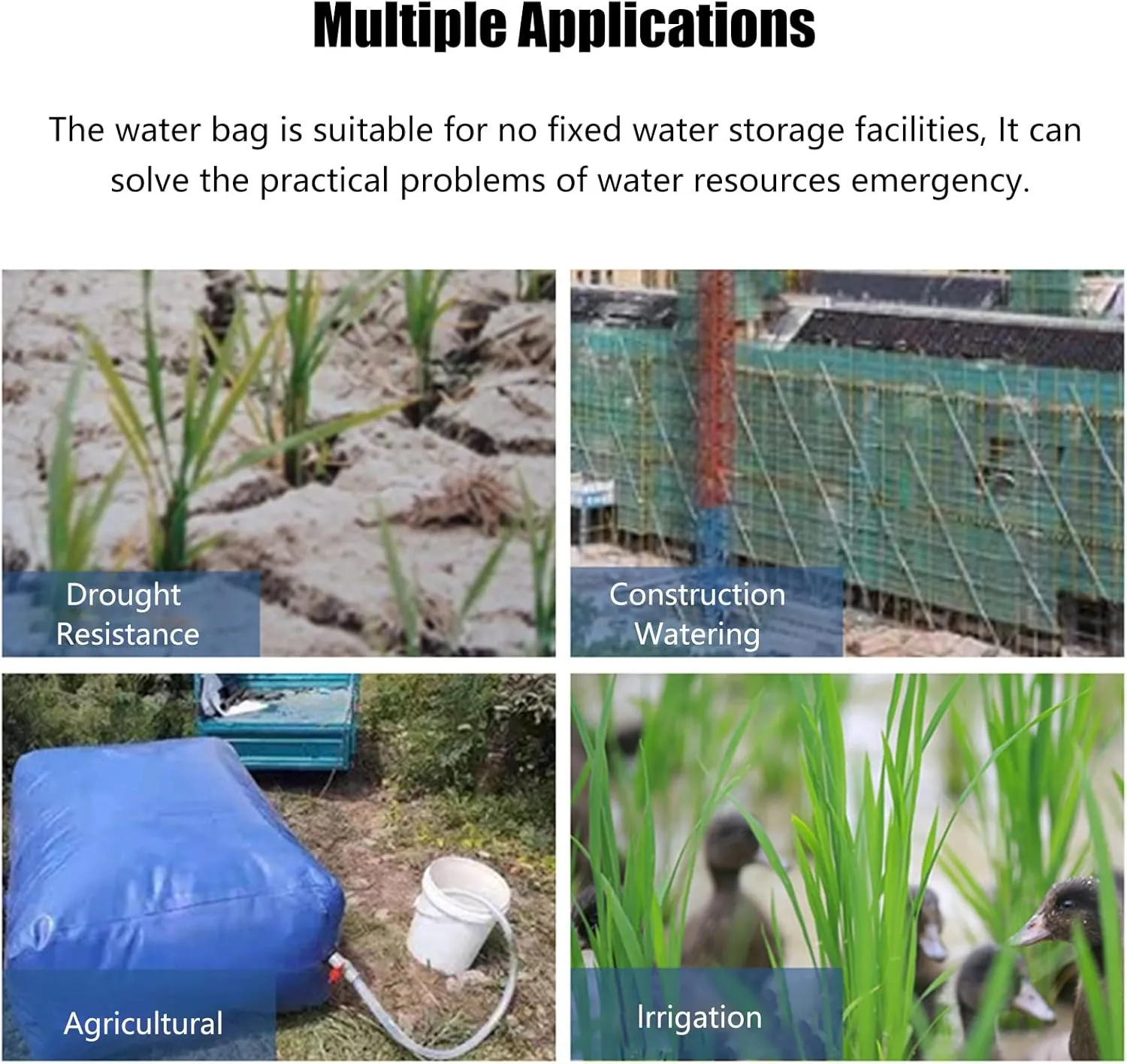 Emergency Water Bladder, Portable Water Tank Storage Containers, Collapsible Large Capacity Soft Water Bag for Drought Resistance, Fire Prevention (Size : 3x1.9x0.7m/4000L/1056Gal)