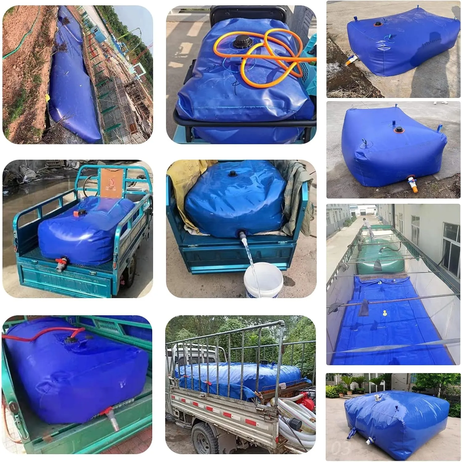 Emergency Water Bladder, Portable Water Tank Storage Containers, Collapsible Large Capacity Soft Water Bag for Drought Resistance, Fire Prevention (Size : 3x1.9x0.7m/4000L/1056Gal)