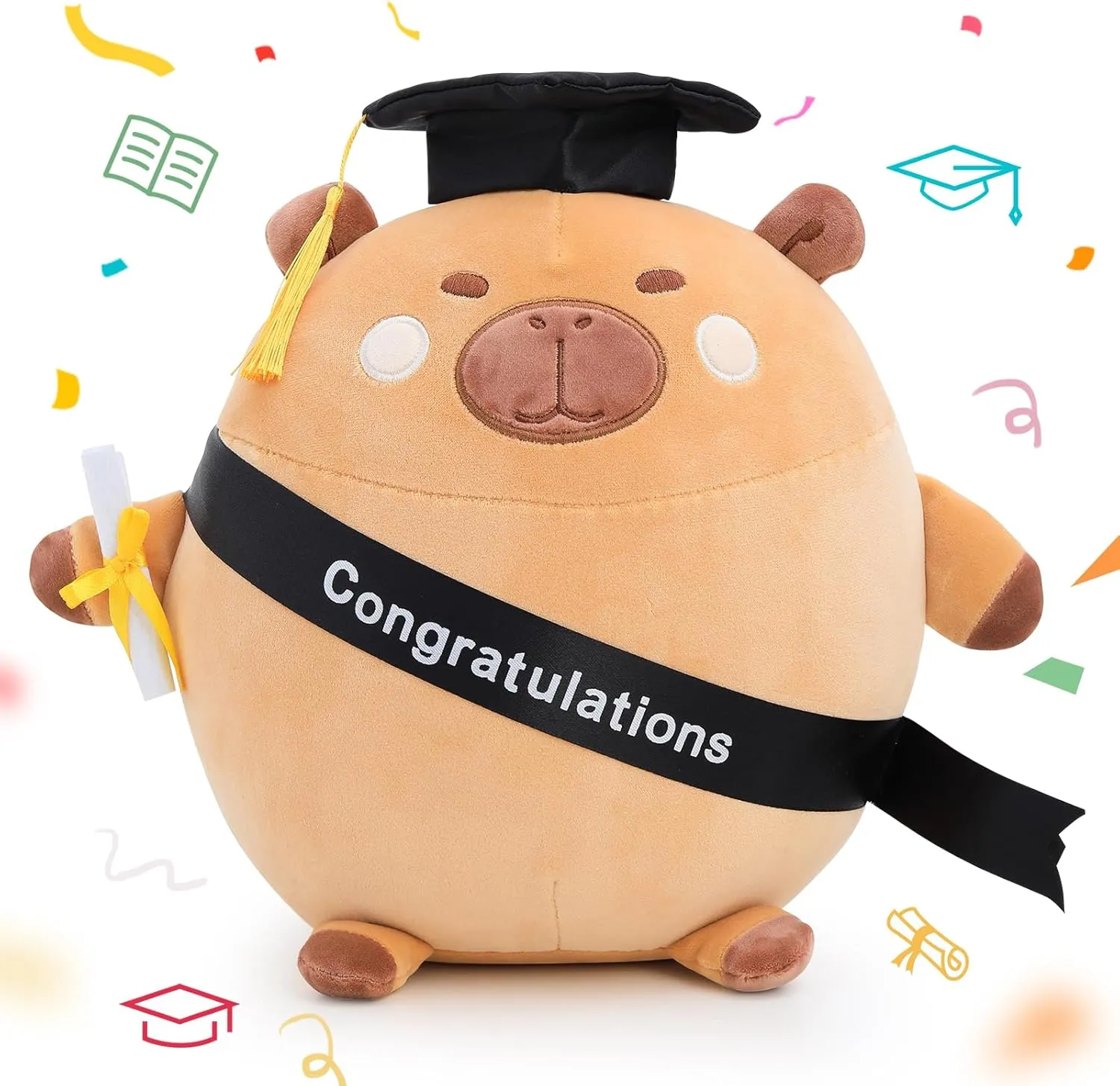 Emoin Graduation Capybara Plush Graduation Gifts for Boys and Girls, 11.8in Graduation Plush Capybara Stuffed Animals with Cap, Capybara Plushie Pillow for College, High School Grads- Congrats Grad