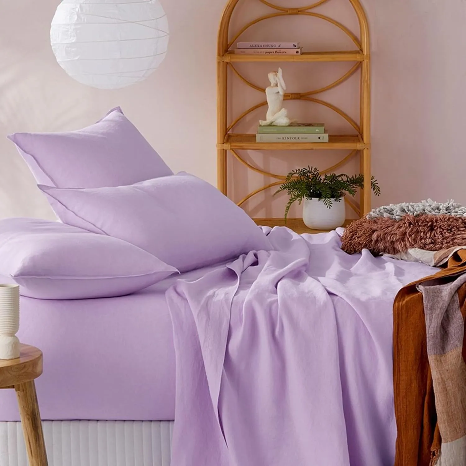 Emperor Bed in a Bag - 8 Piece 600 Thread Count Comforter Set 500 GSM with 9" Deep Pocket Sheet Set and Bed Skirt 100% Egyptian Cotton - Hotel Luxury Set - Lilac Solid