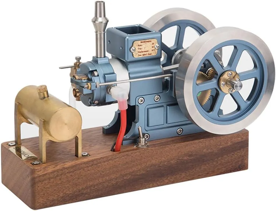 ENJOMOR 6CC Miniature Fixed-Type Four-Stroke Adjustable Speed Engine Model, Science Experiment Set for Adults (RTR Version/Blue)