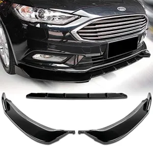 EPARTS 3PCS Front Bumper Spoiler Body Lip Kit Compatible With 17-18 Ford Fusion/Mondeo (Painted Black)