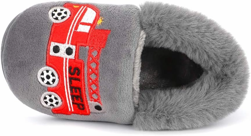 ESTAMICO Girls Cute Cartoon Slippers with Memory Foam Kids Plush Warm Winter House Shoes