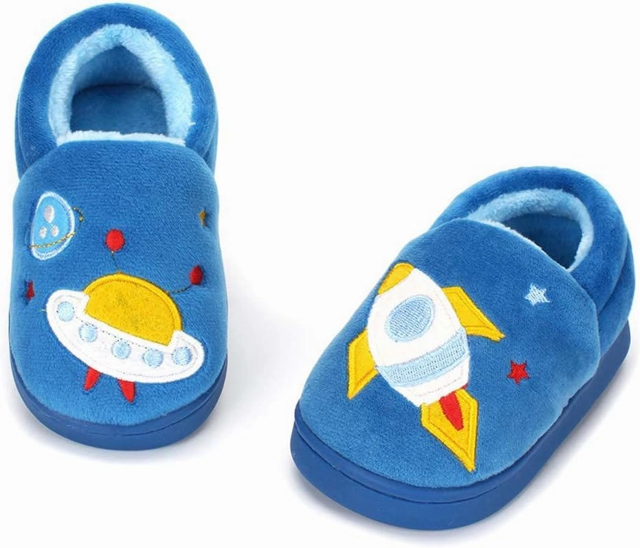 ESTAMICO Girls Cute Cartoon Slippers with Memory Foam Kids Plush Warm Winter House Shoes