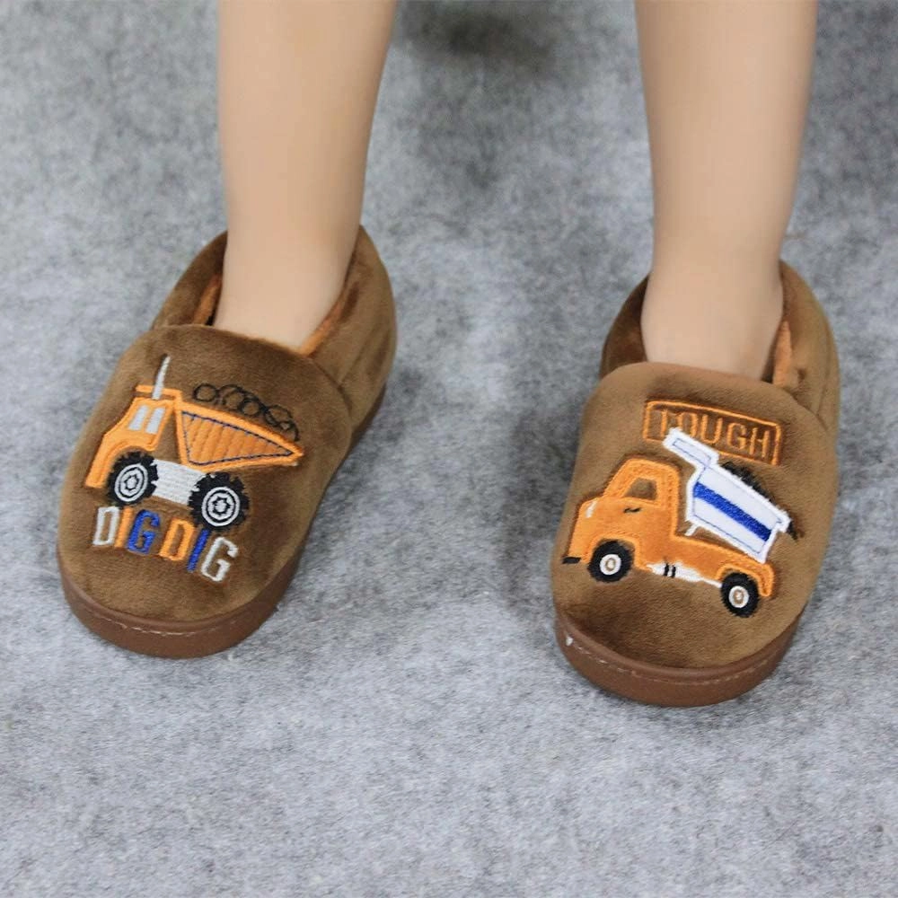 ESTAMICO Girls Cute Cartoon Slippers with Memory Foam Kids Plush Warm Winter House Shoes