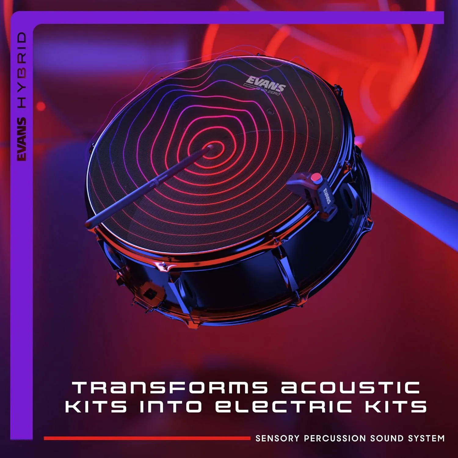Evans Hybrid Sensory Percussion Sound System - Includes Software, Audio Interface, 3 Drum Sensors, & Cables - Transform ANY Drum Set Into Customizable Music Tool