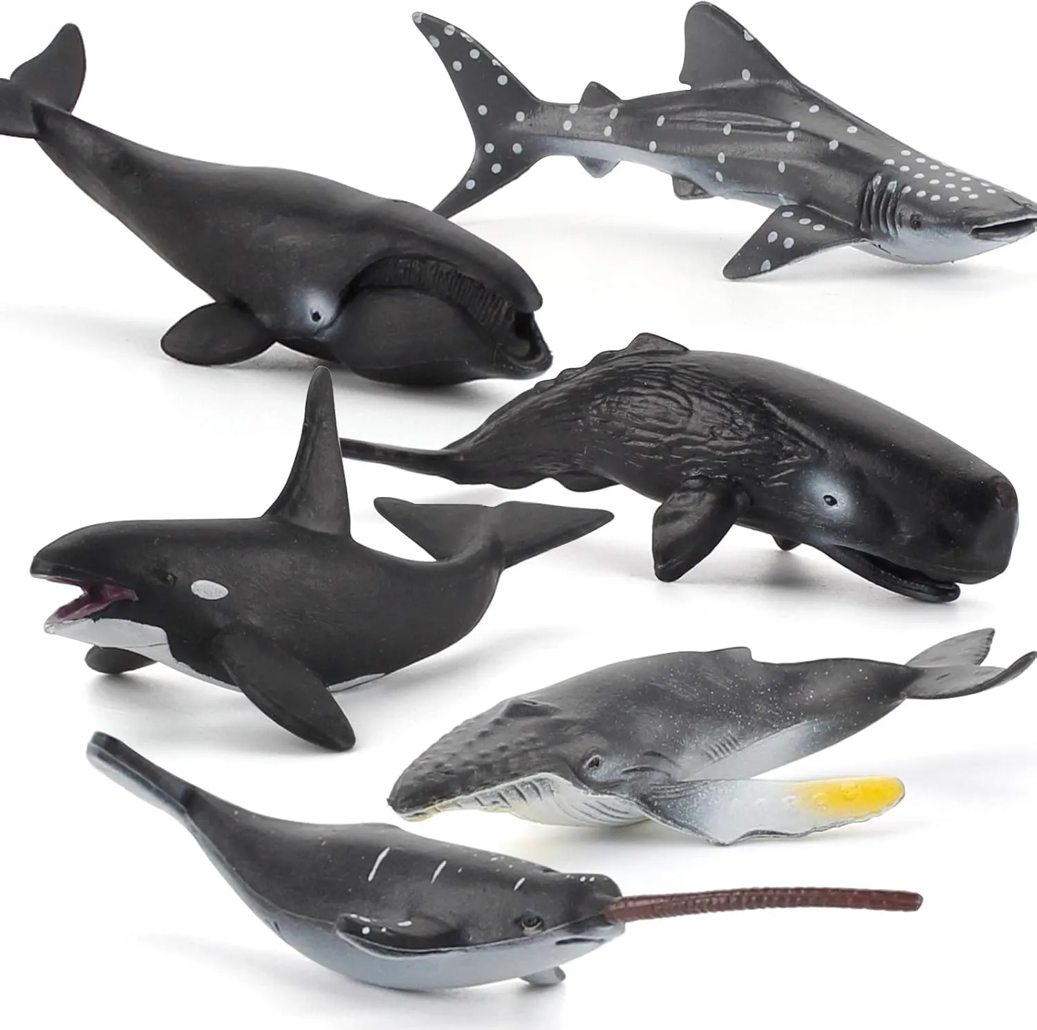Fantarea 6 PCS Realistic Mini Sea Marine Animal Figures Ocean Creatures Action Models Figurine Whale Ornament Education Cognitive Toy for Boys Girls Kid