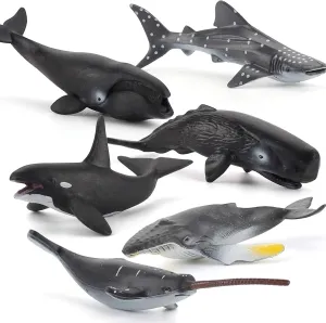 Fantarea 6 PCS Realistic Mini Sea Marine Animal Figures Ocean Creatures Action Models Figurine Whale Ornament Education Cognitive Toy for Boys Girls Kid