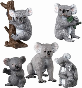 Fantarea Realistic Wild Life Jungle Zoo Animals Figures Model Koala Party Favors Supplies Cake Toppers Gift Toys for 5 6 7 8 Year Old Boys Girls Kid Toddlers(5 pcs)