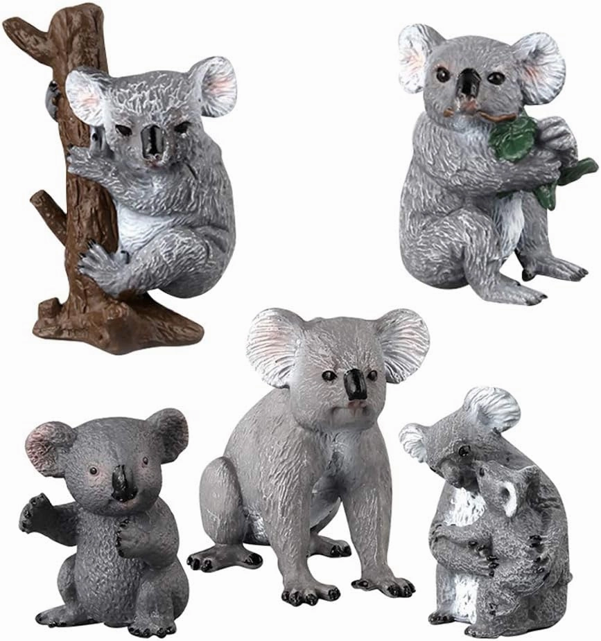 Fantarea Realistic Wild Life Jungle Zoo Animals Figures Model Koala Party Favors Supplies Cake Toppers Gift Toys for 5 6 7 8 Year Old Boys Girls Kid Toddlers(5 pcs)