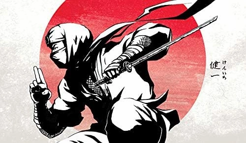 Fantasy North - Kenichi - Shadow Clan Ninja - TCG Trading Card Game Playmat and Mouse Pad - 24 x 14 inches - Perfect for Magic MTG Commander Pokemon Yugioh and Other Card Games