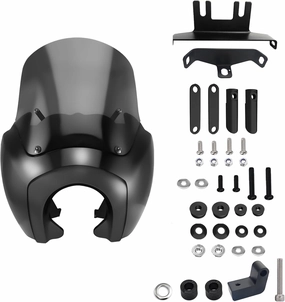 FATECIM 5.75" Headlight Fairing with 13" Smoke Windshield & Mounting Kit For Harley Softail Street Bob FXBB 2018-2020, FXBBS 2021-2024, Softail Standard FXST2020-2022, Softail Low Rider FXLR 2018-2020