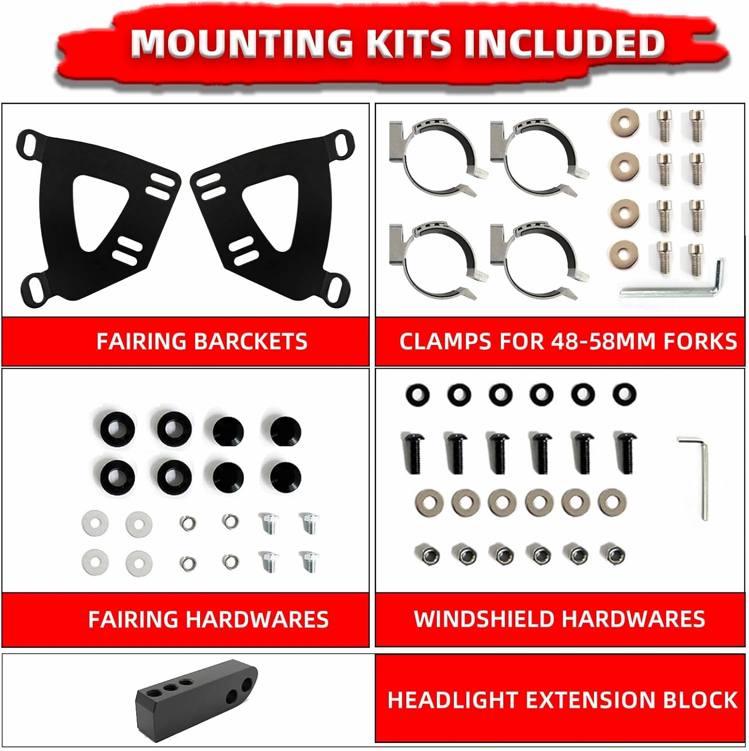 FATECIM Motorcycle 5.75" Headlight Fairing Cover 11" Dark Smoke Windshield & 48-58mm Mounting Kit For 2006 - 2017 Harley Dyna Softail Low Rider Street Bob Super Glide