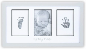 Felt Like Sharing My Tiny Prints Newborn Baby Handprint and Footprint Kit - Keepsake Frame for Girls & Boys - Ideal Present - 17” L x 9.5” H (Gray/Grey)