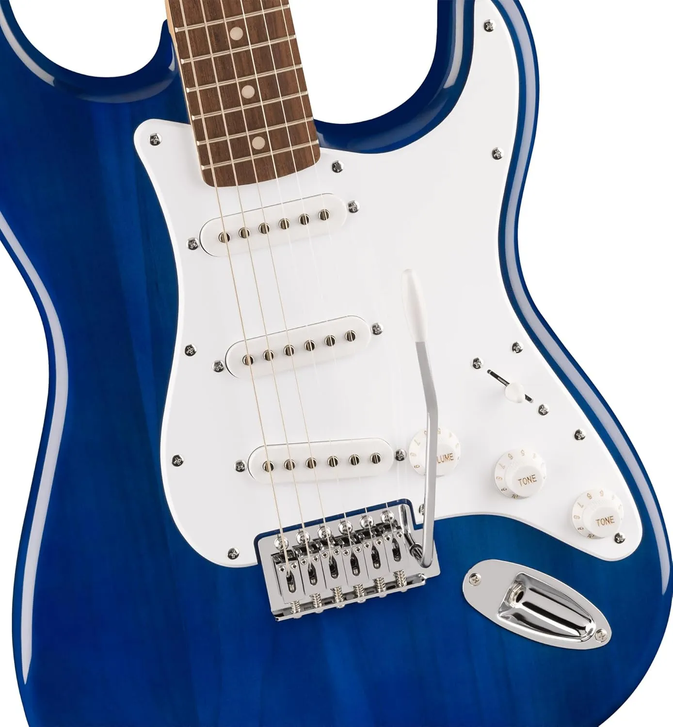 Fender Squier Sonic Stratocaster - Sapphire Blue Transparent Bundle with Frontman 10g Amp, Gig Bag, Cable, Strap, Tuner, Fender Play, Picks, Austin Bazaar Guitar DVD