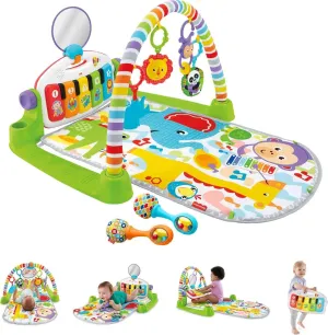 Fisher-Price Baby Playmat Deluxe Kick & Play Piano Gym for Learning & 2 Maracas Soft Rattles for Newborn to Toddler Play Ages 0  Months