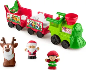 Fisher-Price Little People Toddler Toy Musical Christmas Train with Santa Elf & Reindeer Figures for Pretend Play Kids Ages 1  Years (Amazon Exclusive)