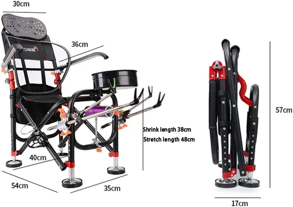 Fishing Chair Beach Chair Strong LoadBearing Chair Outdoor Folding Fishing Chair Set Recliner Multifunction Fishing Chair (Color : A, Size : As Shown) (A As Shown)