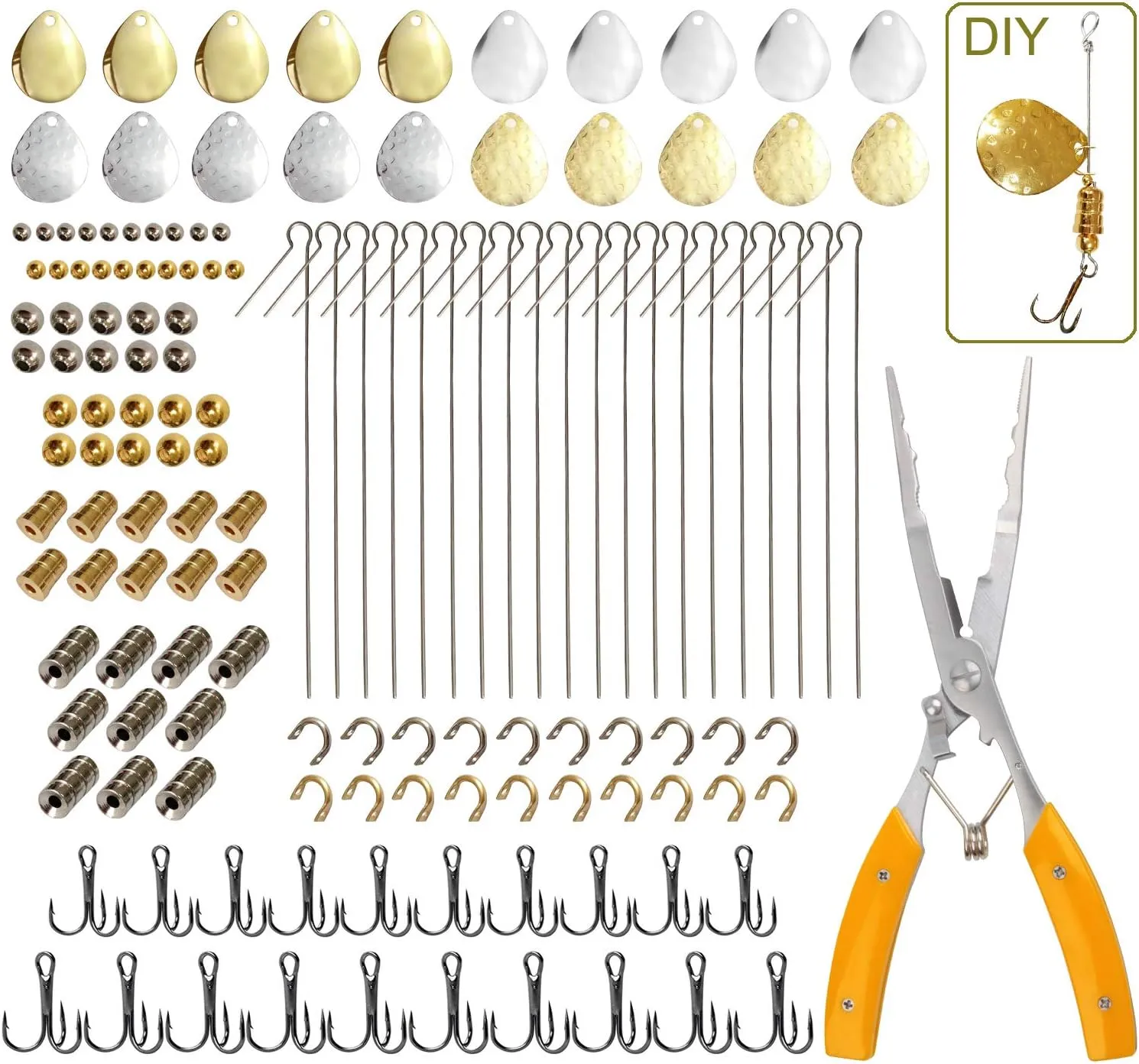 Fishing Lures Spinner Baits Lures Making Kit Inline Spinner Parts Assortment Shaft Clevis Spinner Blade DIY Fishing Spinner Making Supplies Tackle Kit