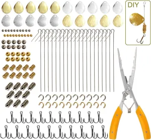 Fishing Lures Spinner Baits Lures Making Kit Inline Spinner Parts Assortment Shaft Clevis Spinner Blade DIY Fishing Spinner Making Supplies Tackle Kit