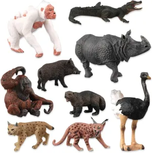 FLORMOON Animal Figures 9pcs Realistic Wild Animal Toys Action Model Science Project, Learning Educational Toys, Birthday Gift, Cake Topper for Kids