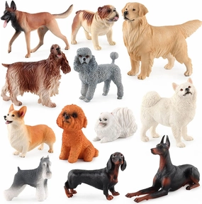 FLORMOON Animal Figures 12pcs Realistic Puppy Figures Dog Toys Action Model Science Project, Learning Educational Toys, Birthday Gift, Cake Topper for Kids