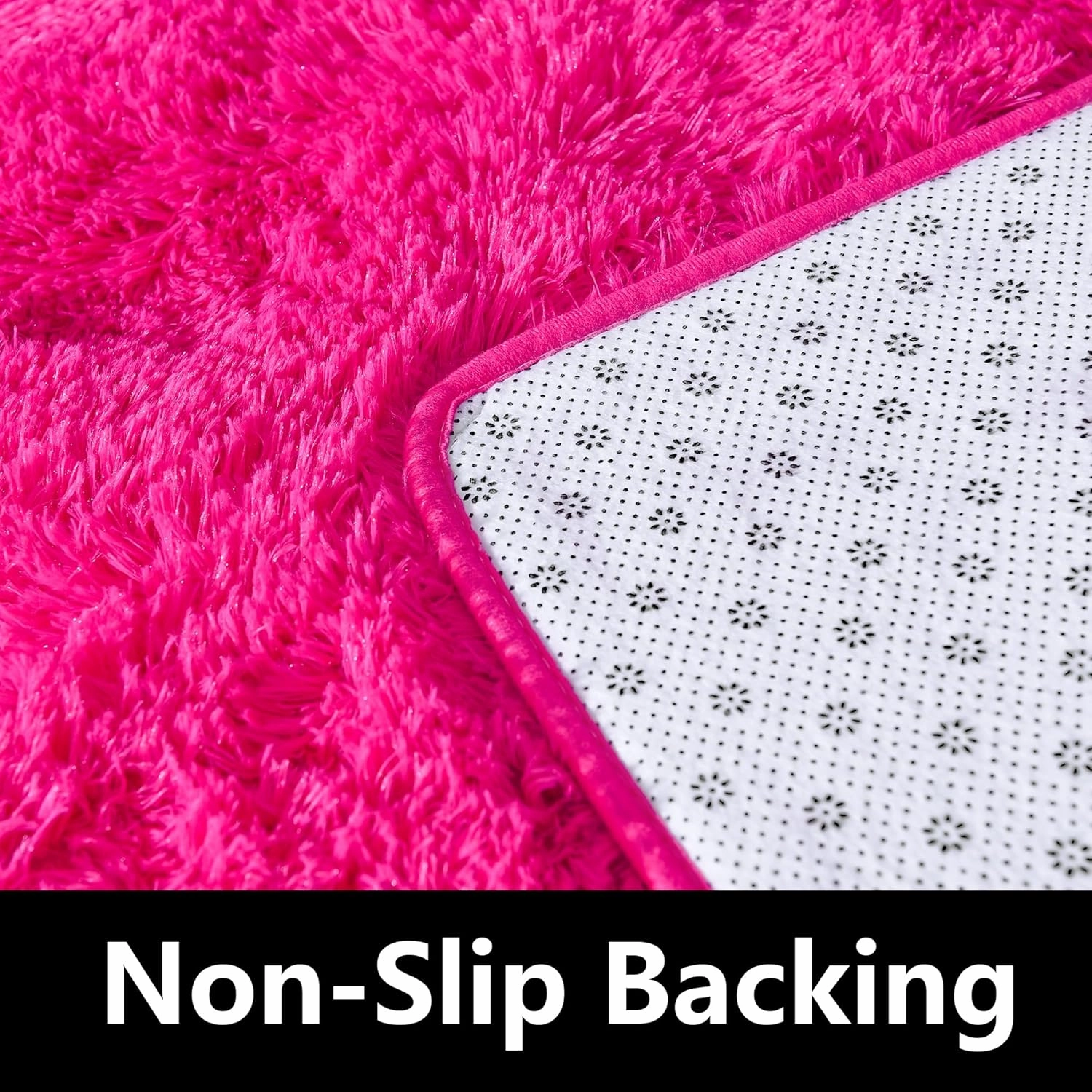 Fluffy Rug Washable 4x6 Feet, Hot Pink Fuzzy Rugs for Bedroom Girls, Flame Retardant Plush Shaggy Rug Home Decor
