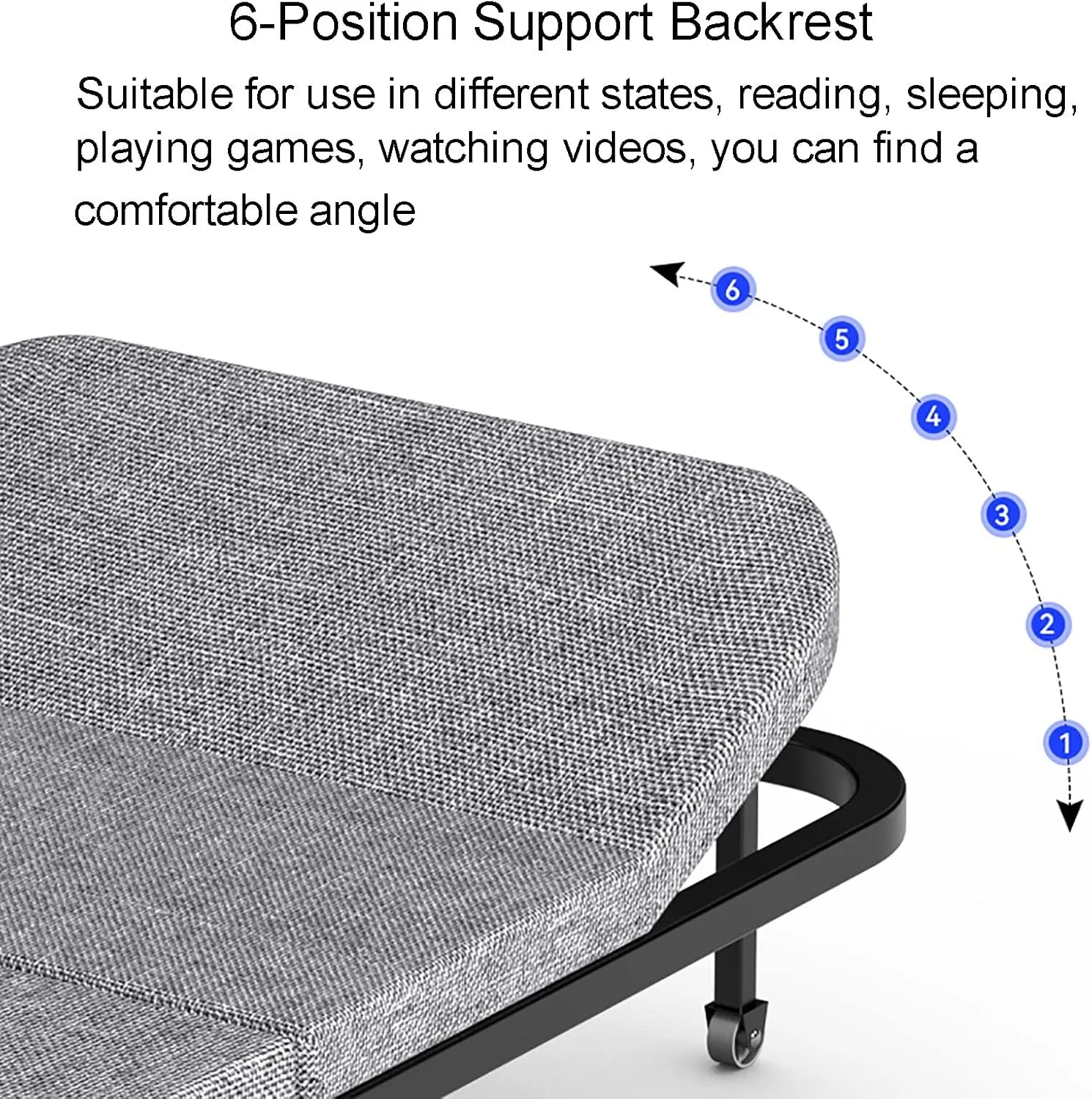 Folding Camping Cot with Mattress, Heavy Duty Sleeping Cot Bed with 6-speed Adjustment, Emergency Sleepovers Bed with Universal Wheel, 250 KG Weight Capacity, Home Office Vacation Hospital(180x90cm/70