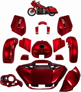 For Velocity Red Sunglo, HR3 Color-Matched Fairing Bodywork Kit Fits for 2015-later Harley Road Glide Special FLTRXS, Stretched Saddlebags Gas Tank Inner&Outer Fairing Fender