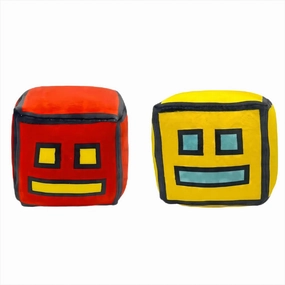 FOTN Geometry Games Sprint Plush 2Pcs Toys-Plush Animals Plush Cube Volume Wood Plush Doll Toys Kids Gift and Easter Decoration (Yellow Red)