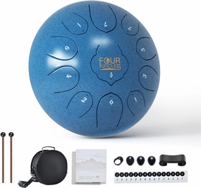 FOUR UNCLES Rain Drum for Outside, Steel Tongue Drum -10 Inch 11 Notes - Hand Pan Drums with Travel Bag,Music Book & Mallets, Musical Instruments Gifts for Family and Friends