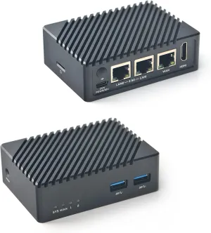 FriendlyElec Nanopi R5S Mini Router OpenWRT with Three Gbps Ethernet Ports LPDDR4X 4GB RAM Based in RK3568 Soc for IOT NAS Smart Home Gateway Support Linux Ubuntu (with CNC Metal Case)