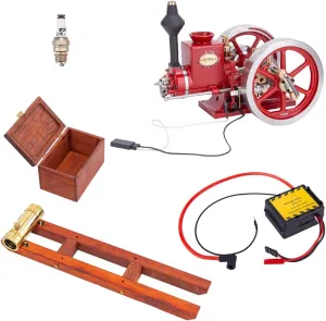 FunXylophy Retrol HM-01 7cc Hit and Miss Engine with Base Equipment Box Fuel Tank Oil Pipe CDI Igniter Spark Plug, Experiment Educational Engine Kit (KIT Version)