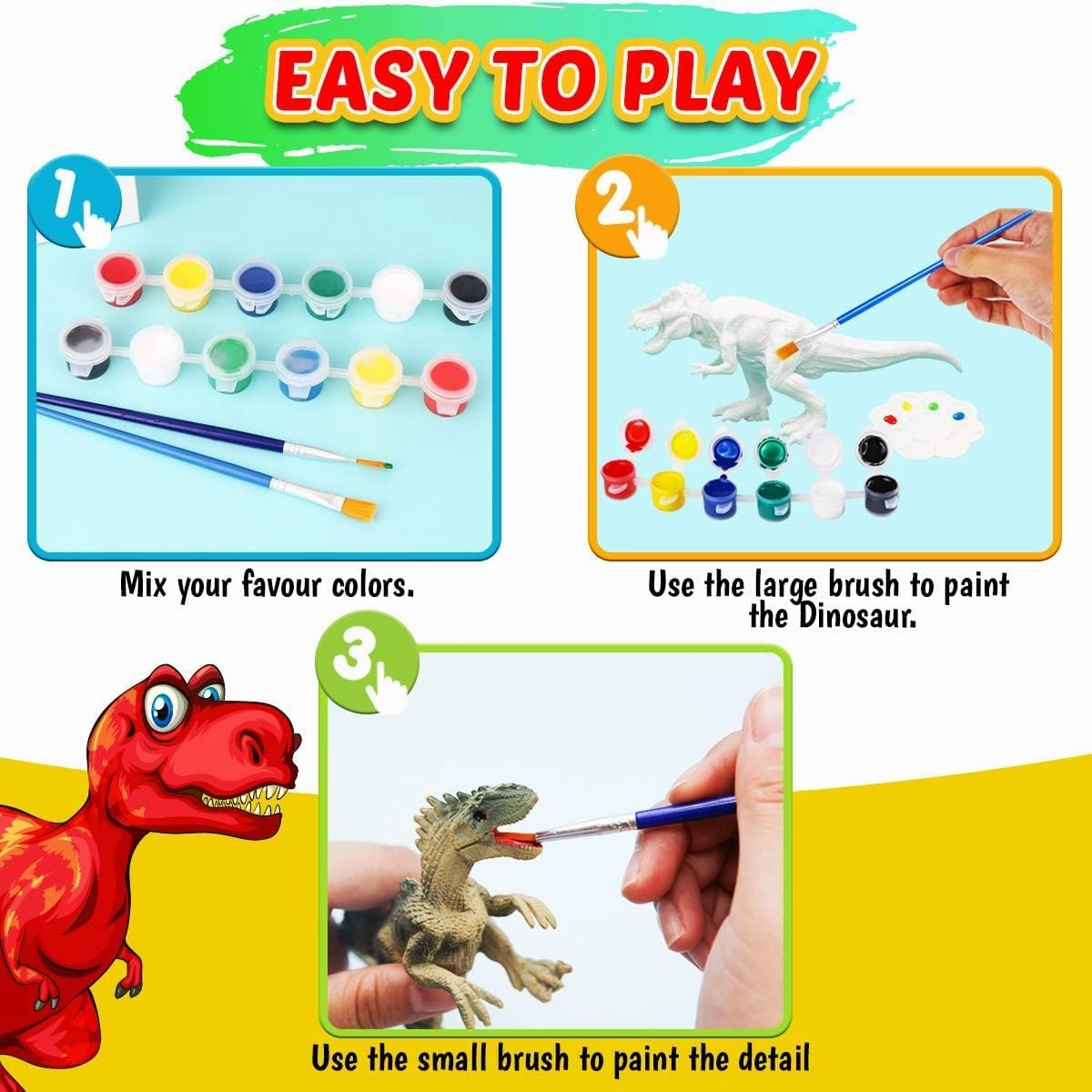 FUNZBO Dinosaur Painting Kits for Kids, Arts and Crafts Supplies Set for Kids, Toys for 3 4 5 6 7 8 9 10 11 12 Years Old Toddlers Boys Easter Gifts