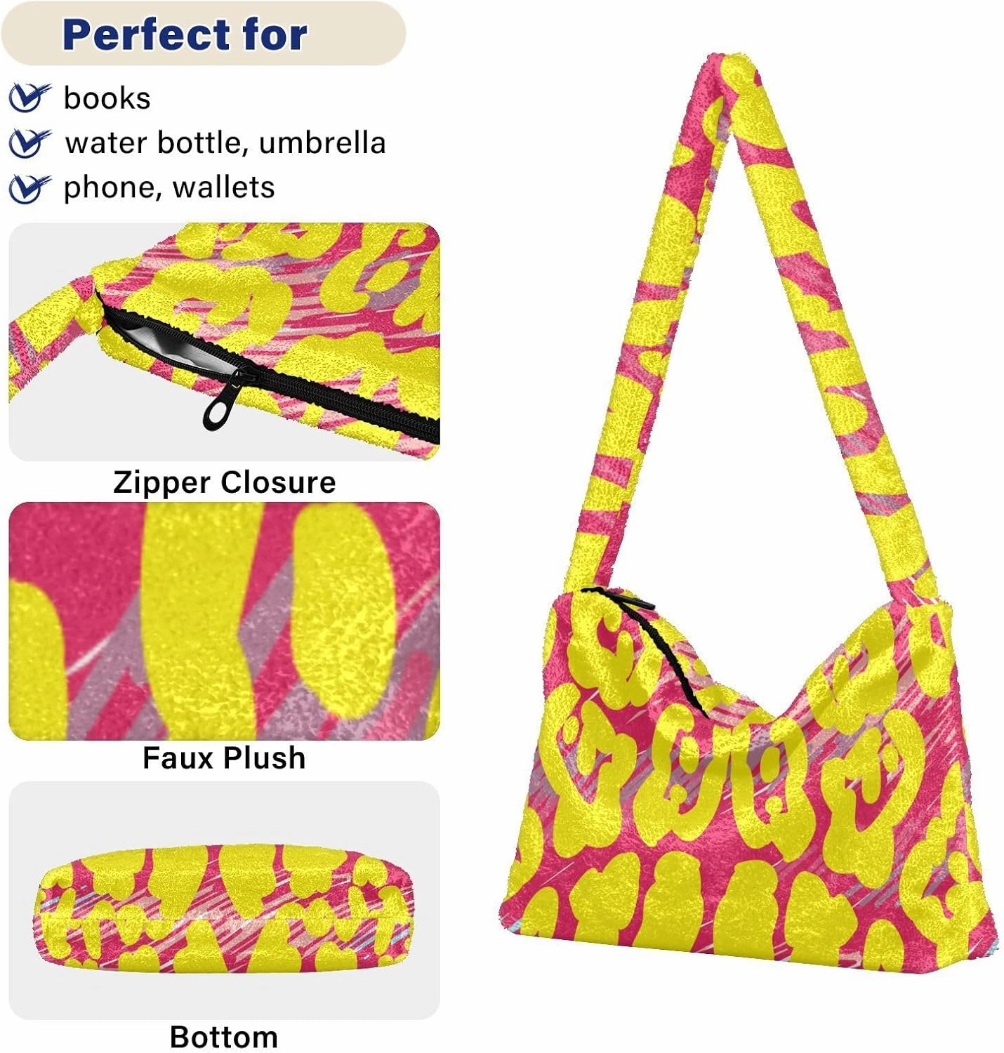 Fuzzy Tote Bag Fluffy Shoulder Bag Women Furry Purse Cute Plush Bag Ladies Ladies Pursesfor Autumn and Winter Multicolor 1