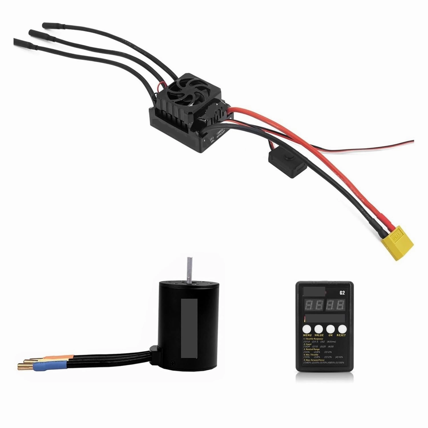 G2 50A/60A ESC 2-3S 6V/3A BEC Waterproof 3650 Brushless Sensorless Motor Combo for 1/10th RC Car RTR Truck Buggy(60A 3650 4350KV LED)