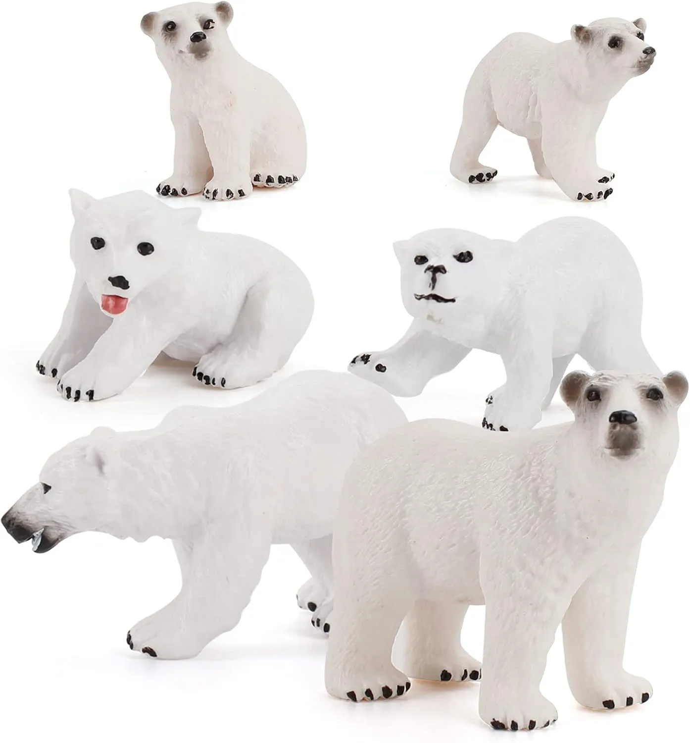 GAICOM Wildlife Animal Model Toy Playsets 6 PCS Realistic Polar Bear Figure Toys Desktop Decoration Collection Party Favors Toys for Kids