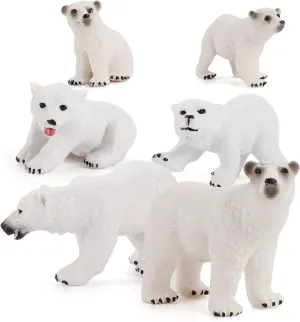GAICOM Wildlife Animal Model Toy Playsets 6 PCS Realistic Polar Bear Figure Toys Desktop Decoration Collection Party Favors Toys for Kids