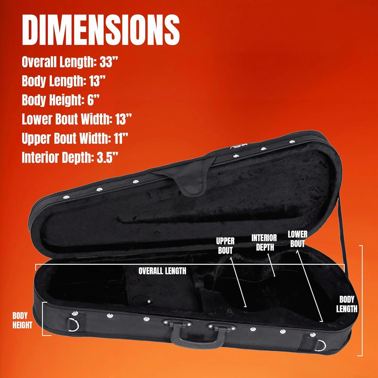 Gearlux Baritone Ukulele Polyfoam Case - Black
