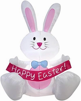 Gemmy 3.5' Airblown White Bunny w/Bowtie Spring Inflatable